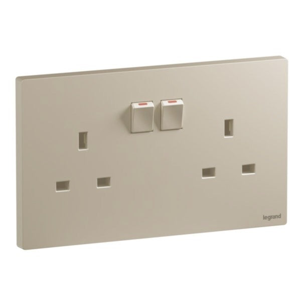 Legrand Galion Up Champagne - Double Socket 13Ax2
