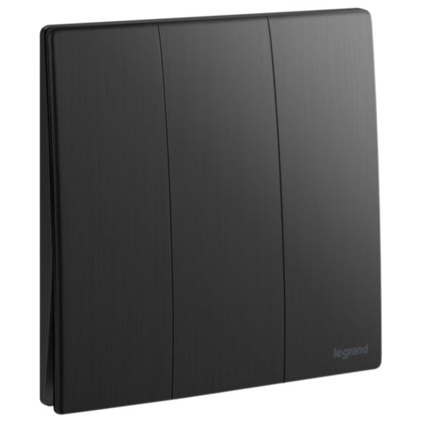 Legrand Mallia Senses Brushed Black - 3Gang 1Way