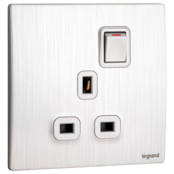 Legrand Mallia Senses Brushed Aluminium - Single Socket 13A
