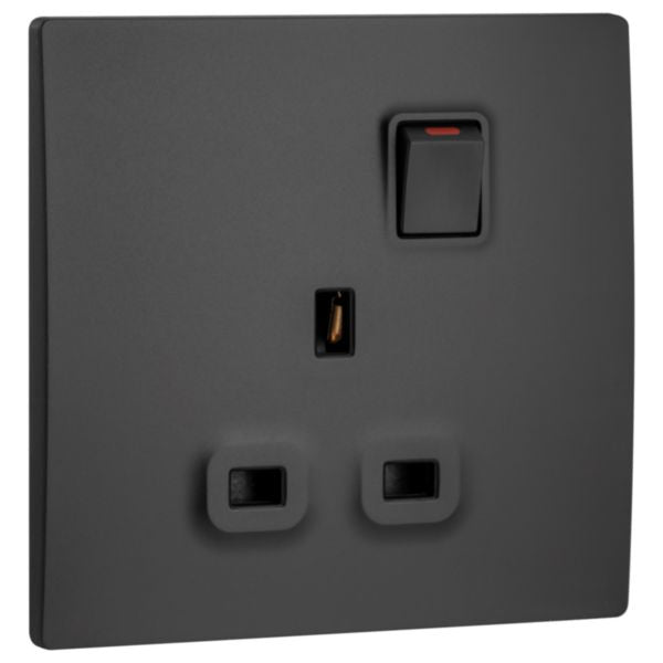 Legrand Mallia Senses Matt Black - Single Socket 13A