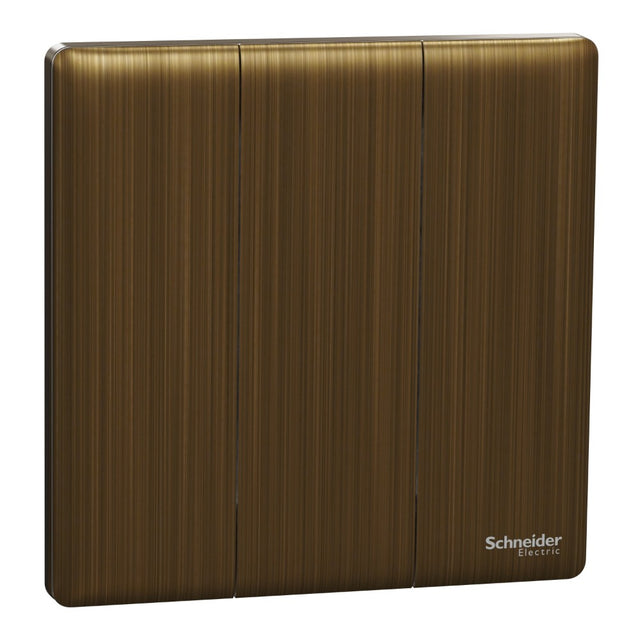 Schneider Electric Unica X Antique Brass - 3Gang 2Way