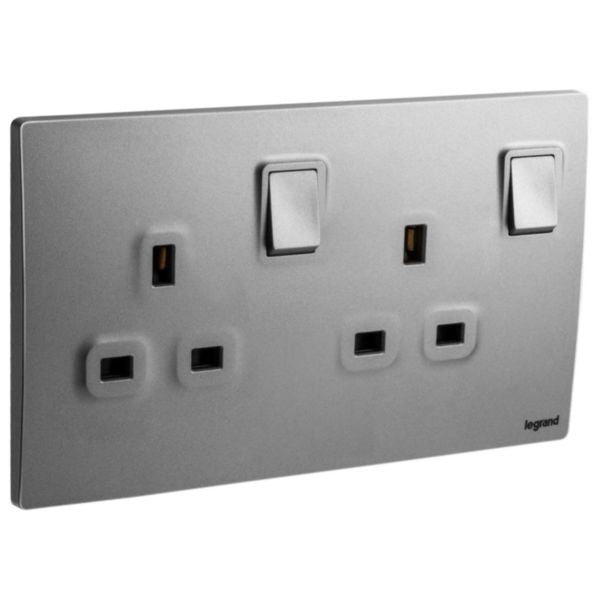 Legrand Mallia Senses Dark Silver - Double Socket 13Ax2