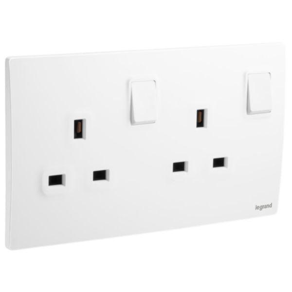 Legrand Mallia Senses White - Double Socket 13Ax2