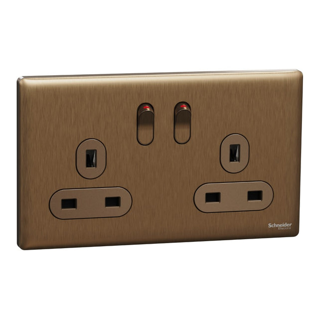 Schneider Electric Unica X Dark Bronze - Double Socket 13Ax2