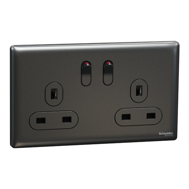 Schneider Electric Unica X Dark Grey - Double Socket 13Ax2