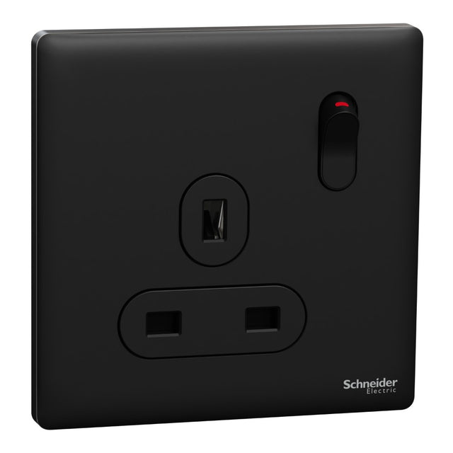 Schneider Electric Unica X Jet Black - Single Socket 13A